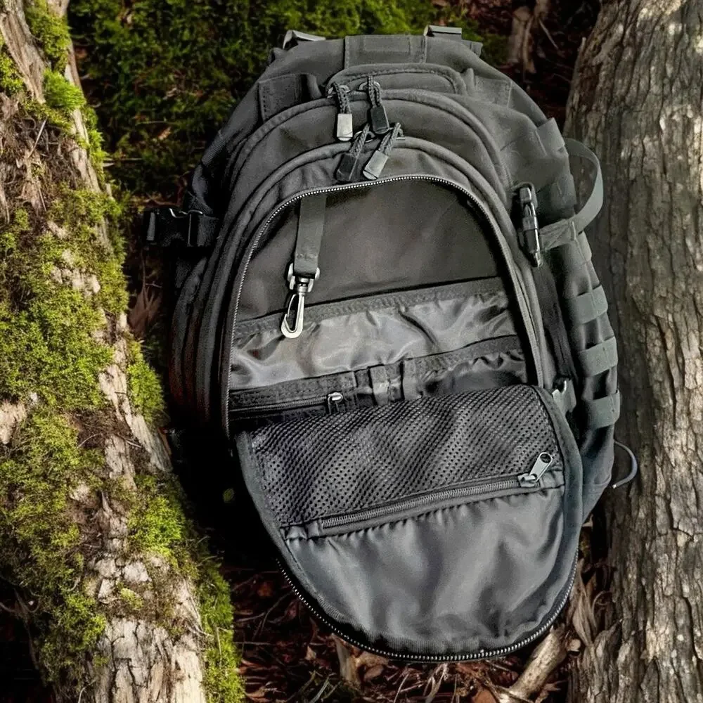 Condor Mission Pack Black Tactical Backpack MOLLE Travel Hiking Go-Bag 30L